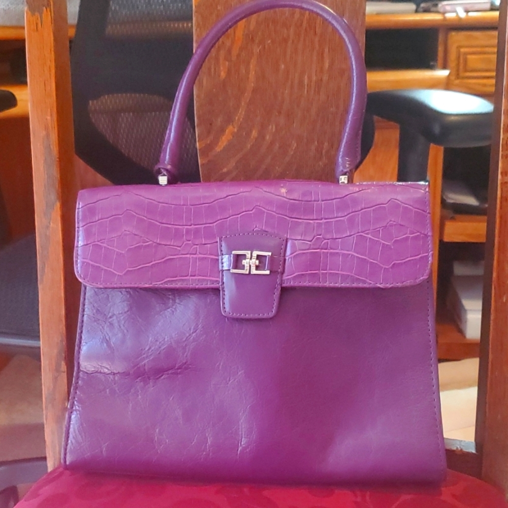 Purse Genuine leather Eggplant purple Satchel